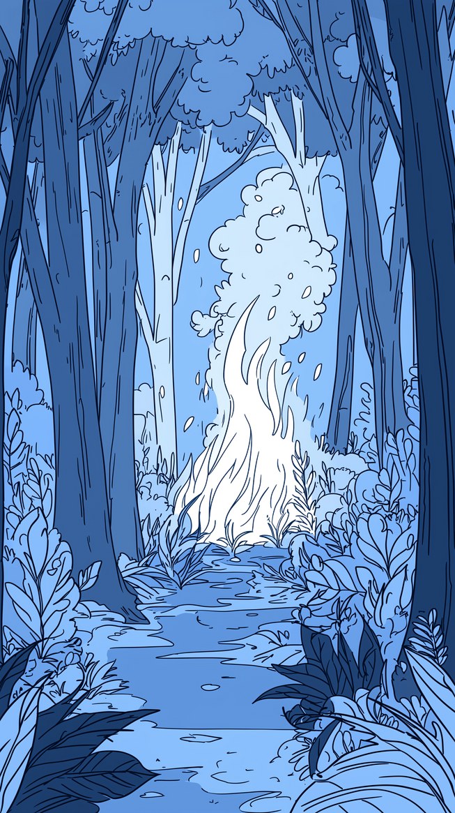 Illustration de forêt bleutée